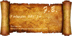 Fadgyas Béla névjegykártya